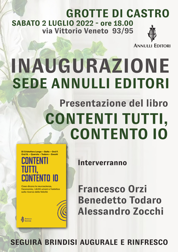locandina inaugurazione sede Annulli editori e presentazione Contenti tutti contento io