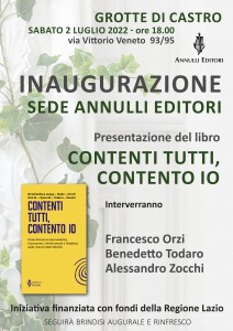 locandina inaugurazione sede Annulli editori e presentazione Contenti tutti contento io